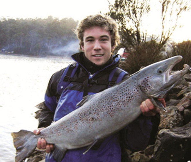 8kg’s of Brushy Lagoon salmon.....taken on Hueys Spotty Dog lure - Tasmanian fishing feature © Carl Hyland